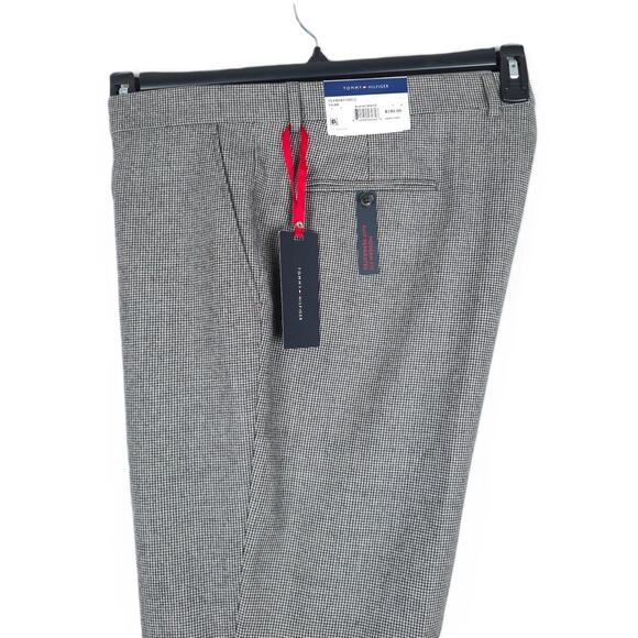Tommy Hilfiger Men's Modern-Fit Wool Suit Pant Black White Houndstooth 42x32 NWT - Picture 1 of 8